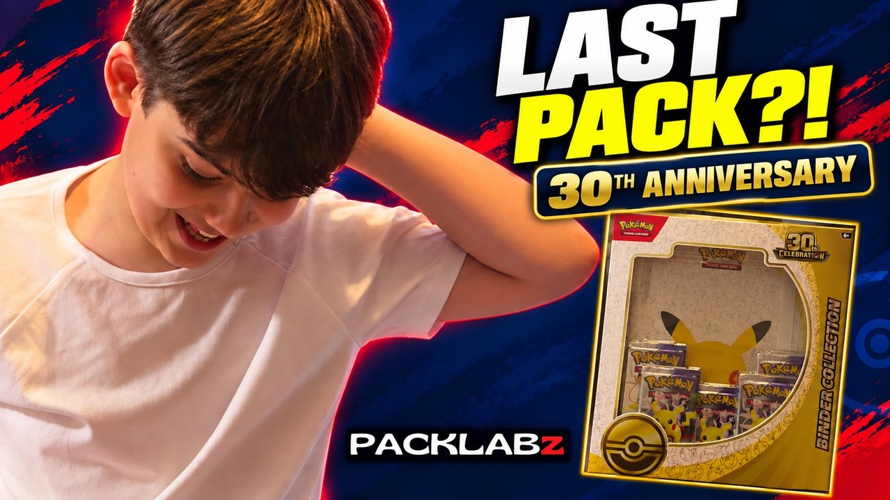 PackLabz 30th anniversary collection opening artwork with a last-pack reaction
